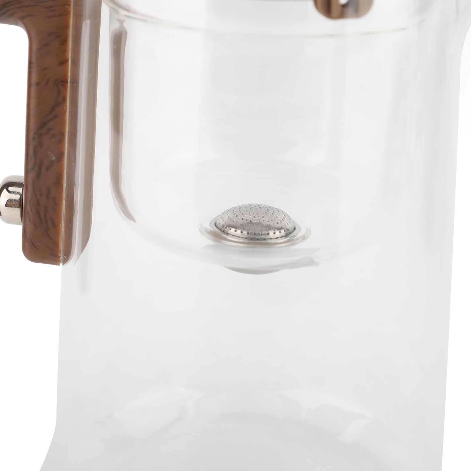 AMONIDA Szklany Czajniczek z Zaparzaczem, Przezroczysty Czajnik do Herbaty o Pojemności 600 Ml, Zaparzacz do Herbaty ze Stali Nierdzewnej z drewnianą rączką, Idealny Domu, Biura i Restauracji