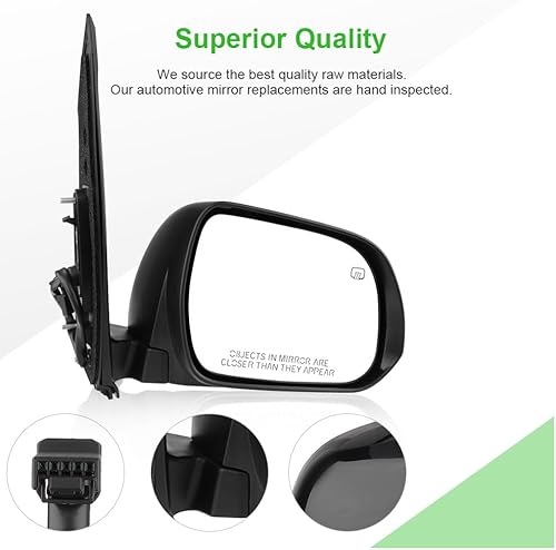 Miniatura 2 de SCITOO Espejo retrovisor lateral derecho del pasajero para Toyota SIENNA 2011-2017 de repuesto negro de repuesto