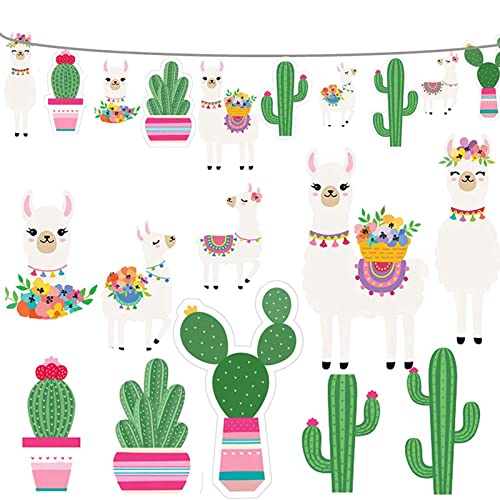 Llama Cactus Banner Garland Party Supplies, Llama Cactus Themed Birthday Party Decorations for Mexican Fiesta, Cino De Mayo Llama Cactus Baby Shower, Hawaiian, Luau, Classroom Decorations