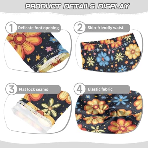 Boccsty Ornage Blue Flower Girls Leggings Kids Yoga Pants Dance Active Tights 4T3