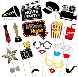 Dusenly 21pcs Hollywood Photo Booth Props Hollywood Party Photobooth Props Kit Movie Night Party Bachelorette, Birthday Decoration Supplies