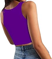 Vista 2 de Womens Sexy Sleeveless Crop Tops Double Layer Scoop Neck Cropped Tank Top