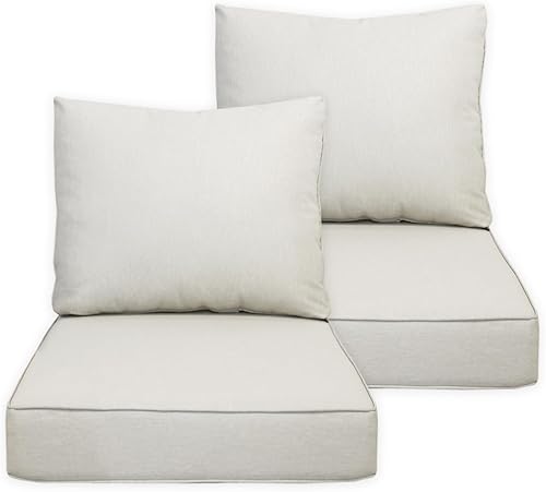 Juego de 2 cojines de patio para exteriores e interiores de 23.5 x 25 pulgadas de profundidad, relleno de espuma resistente, repelentes al agua,