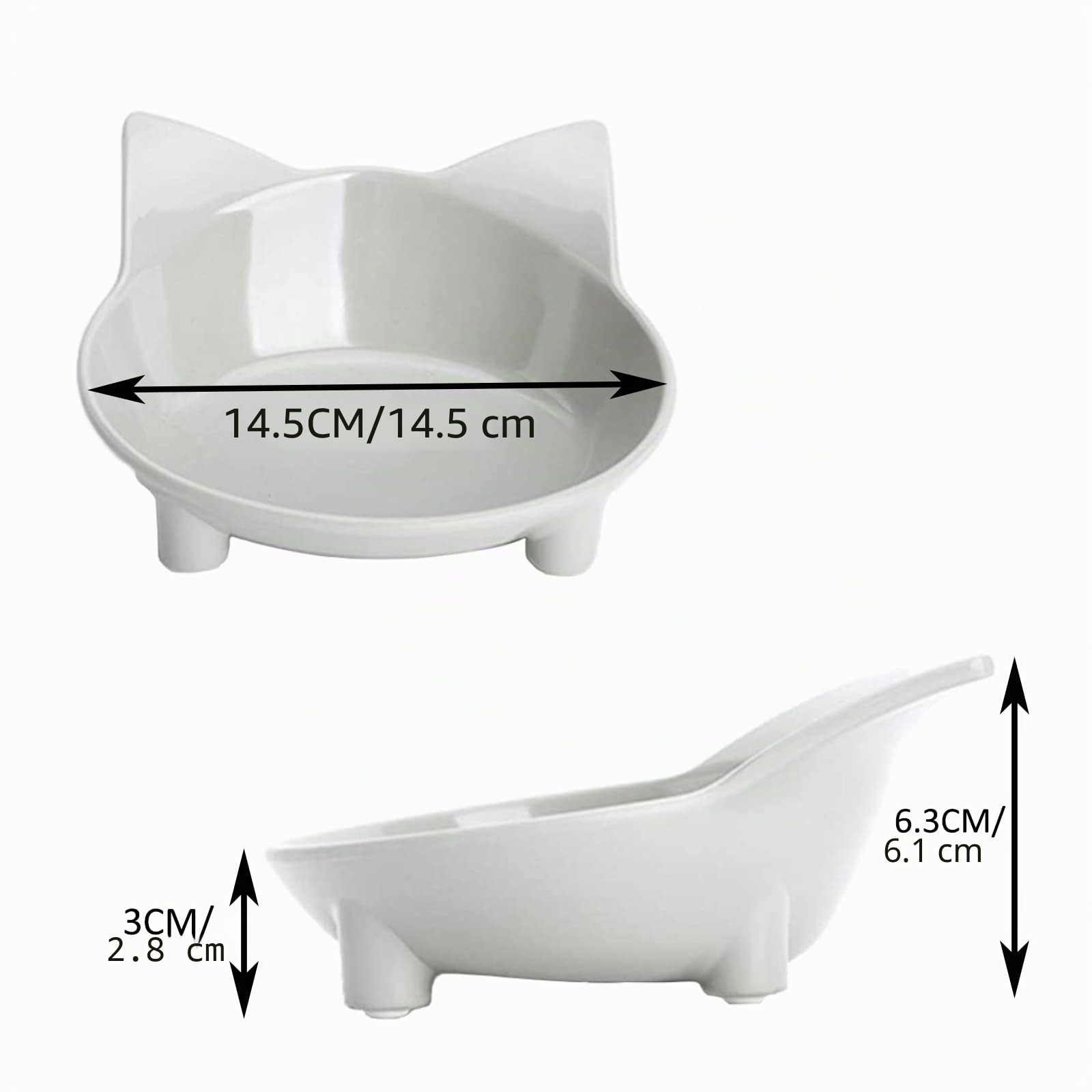 Ciotole per Gatti Antiscivolo Set 3 - Grigio, Bianco e Giallo