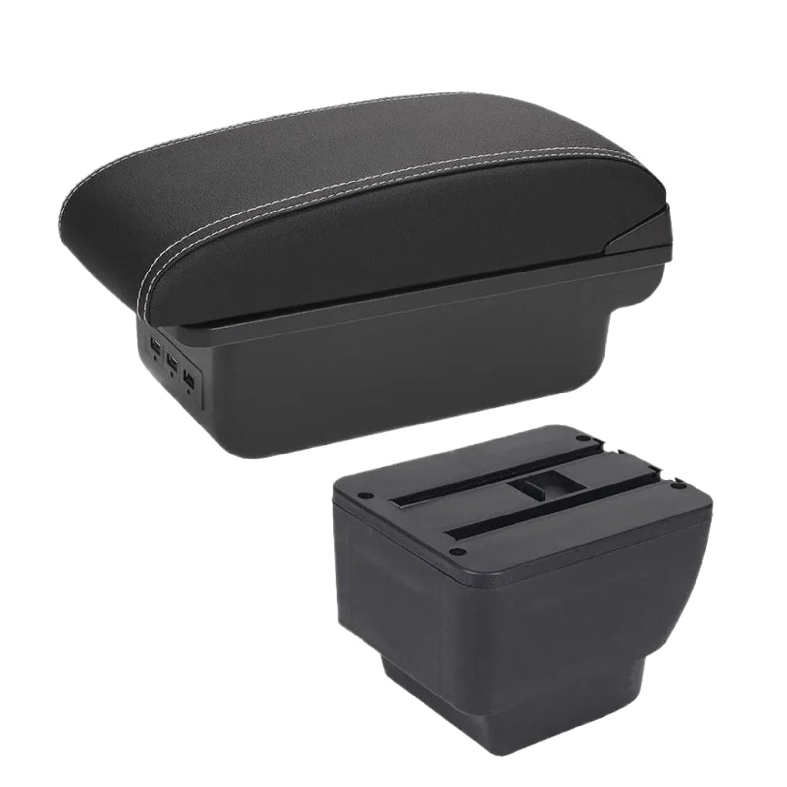 UMDJJU For MAZDA 2 For Demio Armrest Car Box Retrofit Parts Storage Accessories Interior Details Car Centre Console Armrest Box(B3 Black white 3USB)