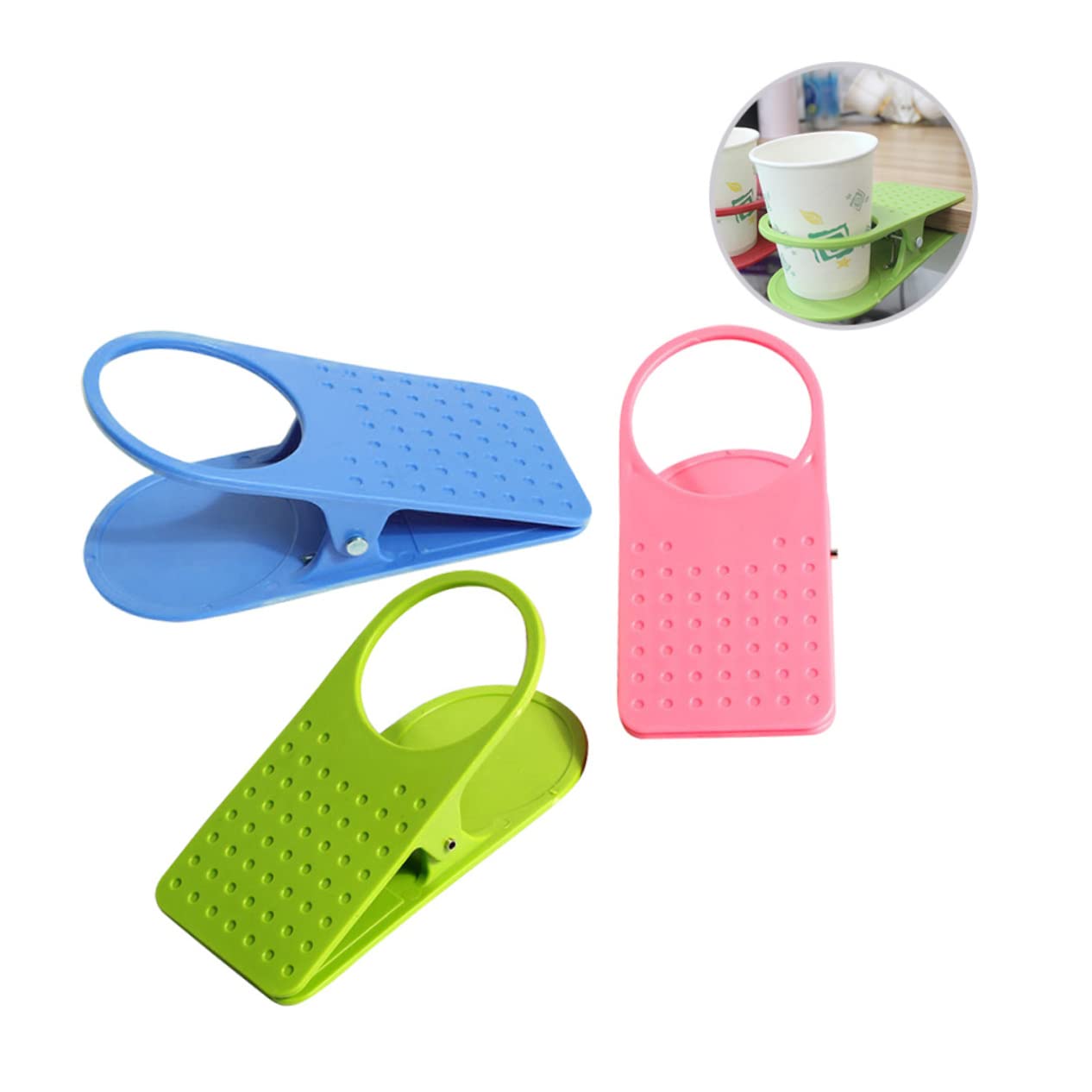 Housoutil 3pcs Drinking Cup Holder Clip Water Holder Clamp Table Side Clip Water Clip Korean Office Cup Holder Clip Mug Holder Clamp