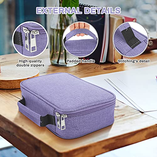Image of Number-one Large Capacity Pencil Case, 72 Slots Colored Pencil Pouch Bag Portable Pencil Holder Stationery Organizer with Compartments for Office and Travel, Purple