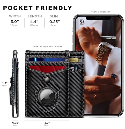 Image of SERMAN BRANDS RFID Blocking Wallet Slim Bifold - Genuine Leather Minimalist Front Pocket Wallets for Men with Money Clip Gift