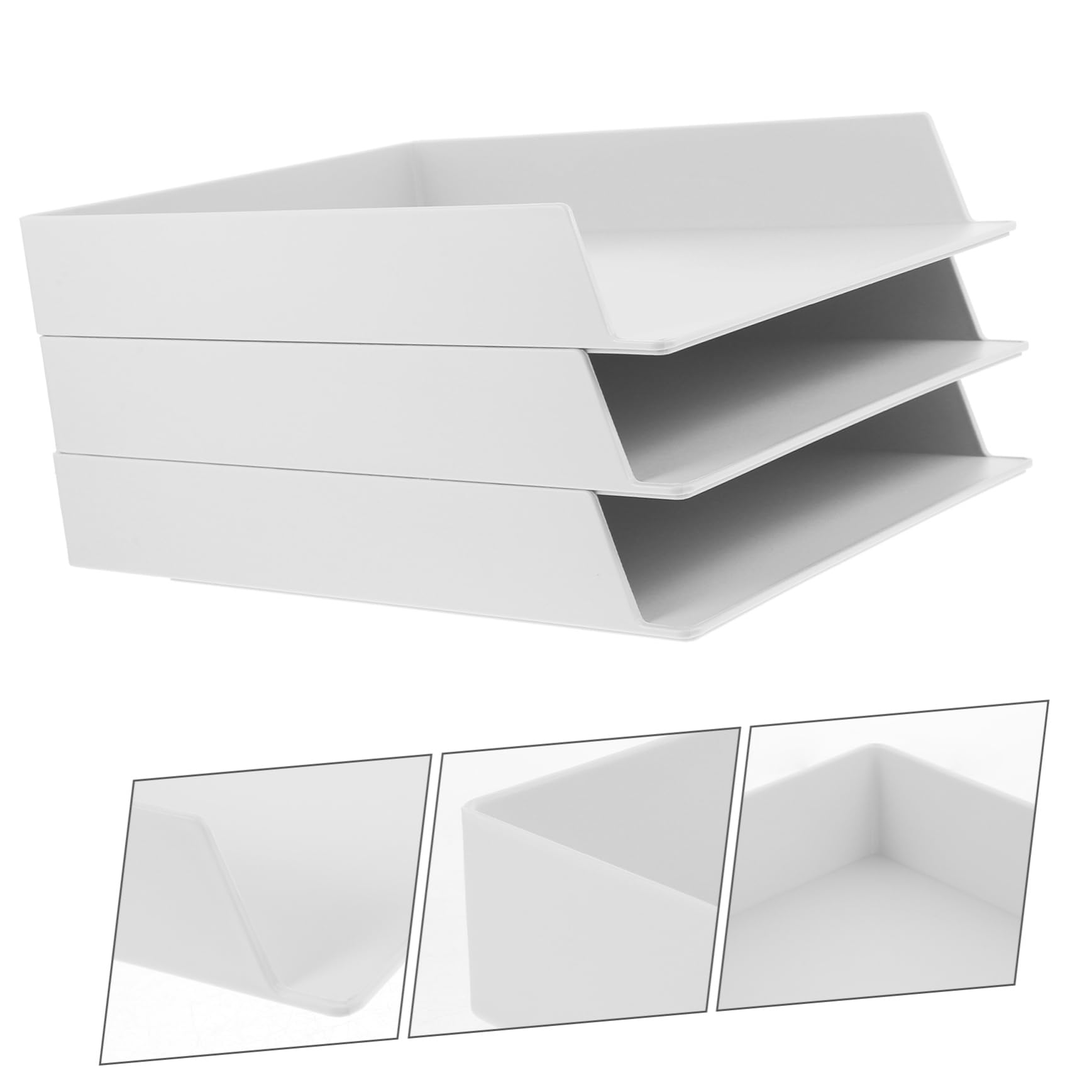 DOITOOL 3 Piezas Caja de Almacenamiento de Archivos para Escritorio Estante de Organización de Papelería Compartimentos para Oficina y Estudio Color Claro