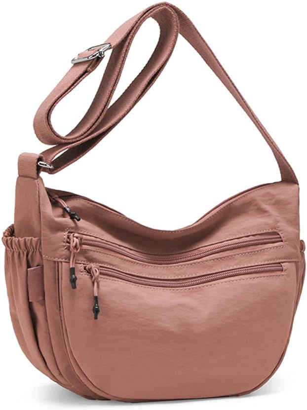 Trendy Small Crescent Bag Nylon Crossbody Bags for Women Lightweight Hobo Luna Bag Multi-Pocket Shoulder Crossbody Purses - Image 4