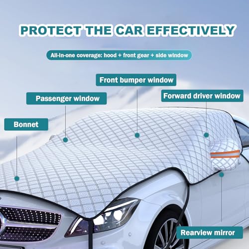 hifrom Copertura parabrezza auto, neve, auto, motore, copertura invernale per parabrezza, protezione UV, per auto, SUV, camion, furgoni