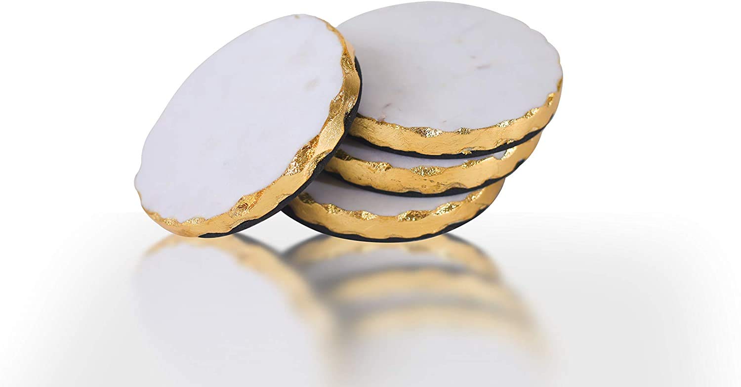 Home Round Table Coaster Set of 6 w/ Gold Foiling (Round 6)