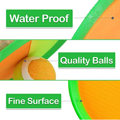 Qrooper Toss and Catch Beach Game Outdoor Toy for Kids and Adults Paddle Ball Throw Catch Game with 2 Paddles 2 Balls and 1 Storage Bag (Green)