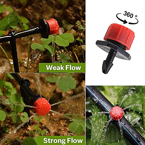 Image of DIY DIYC-11163 Crafts Anti-Clogging Emitter Drippers, 20 Pcs 360 Degrees Adjustable Irrigation Drippers Sprinklers Heads(Pack Of 10 Pcs, Red /Black 360 Degree)