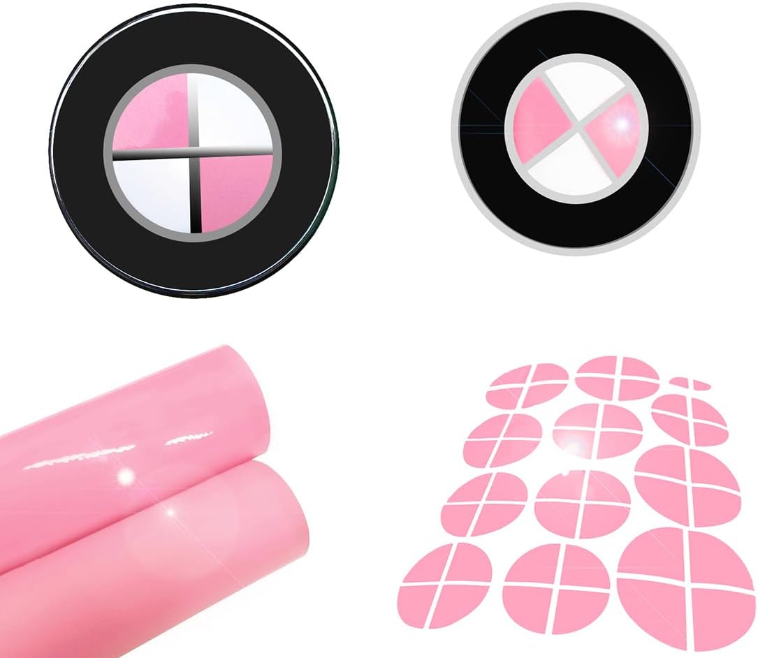 Gloss Light Pink Stickers - Compatible with BMW - Overlay Vinyl Decal for All Emblems Caps Logos