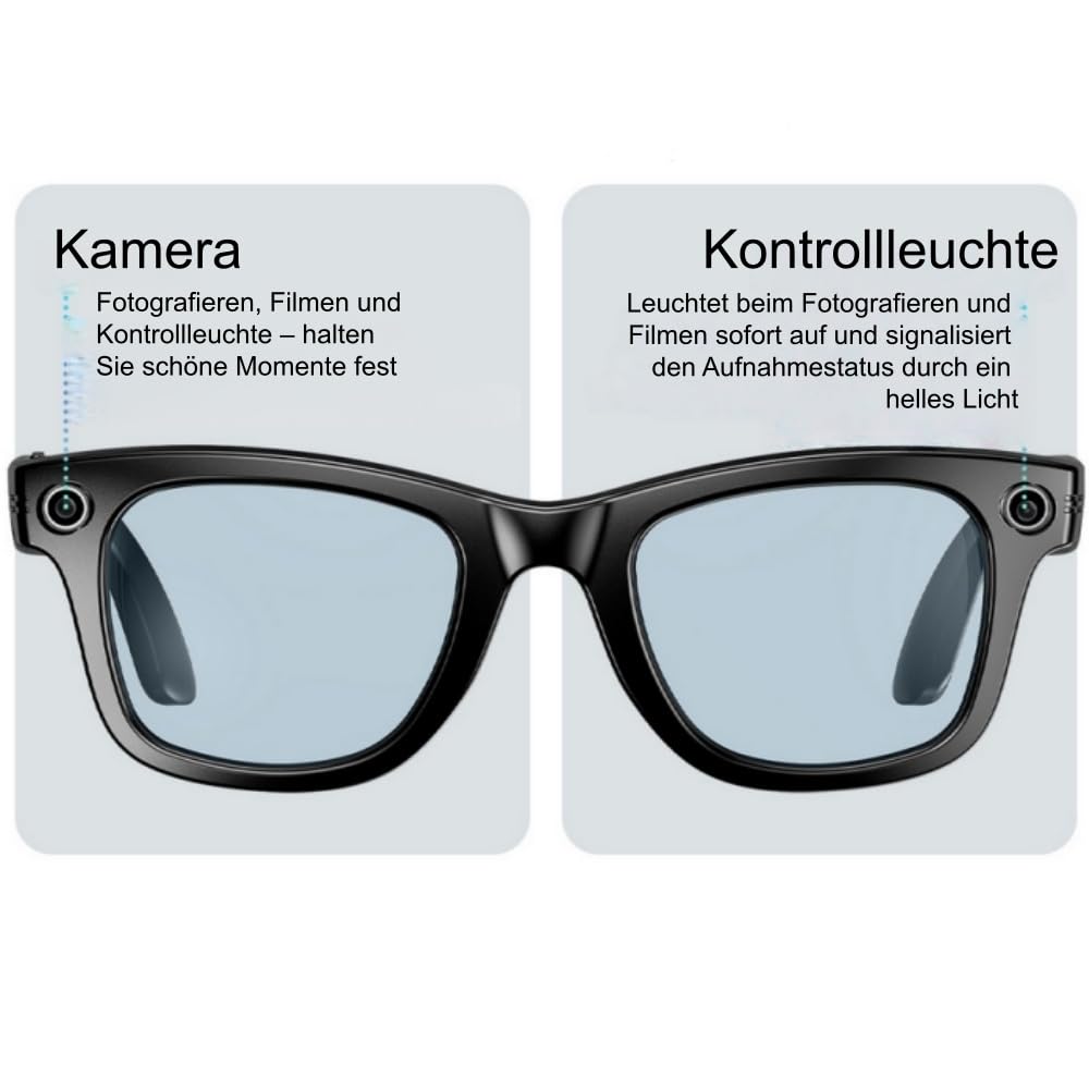 norwiss smart Glasses mit 8MP Kamera, 16 - Sprache Übersetzung, Fotos und Videos aufnehmen,Bilder per WLAN übertragen, für Business & Outdoor