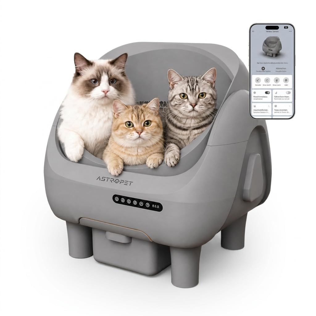 Litière auto-nettoyante AstroPet connectée à double désinfection UVC
