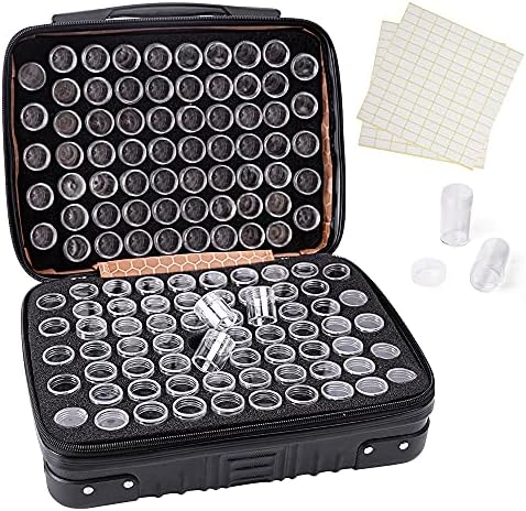 MACTING 132 Slots Diamond Painting Storage Box, Portable Bead Storage Case for Diamond Art Accessories and Tools, Diamond Art Storage Containers Jar, Black