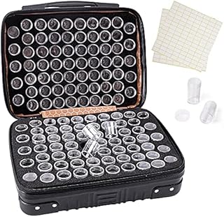 MACTING 132 Slots Diamond Painting Storage Box, Portable Bead Storage Case for Diamond Art Accessories and Tools, Diamond Art Storage Containers Jar, Black