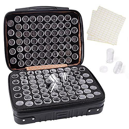HOHOTIME Boîte de rangement pour peinture diamant, 132 emplacements pour perles, étui de transport en ABS noir pour loisirs créatifs 5D Cover