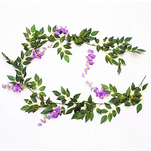 Cavestoff 2M Wisteria Artificial Flowers Vine Garland Wedding Arch Decoration Fake Plants Foliage Rattan Trailing Faux Flowers Home Decor Pack of 4 - Image 2