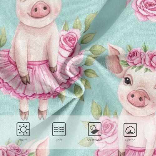 Cute Watercolor Pigs Flower Crowns Girls Panties, Toddler Girl Panties, Cotton Underwear Girls, 2–8 Years3