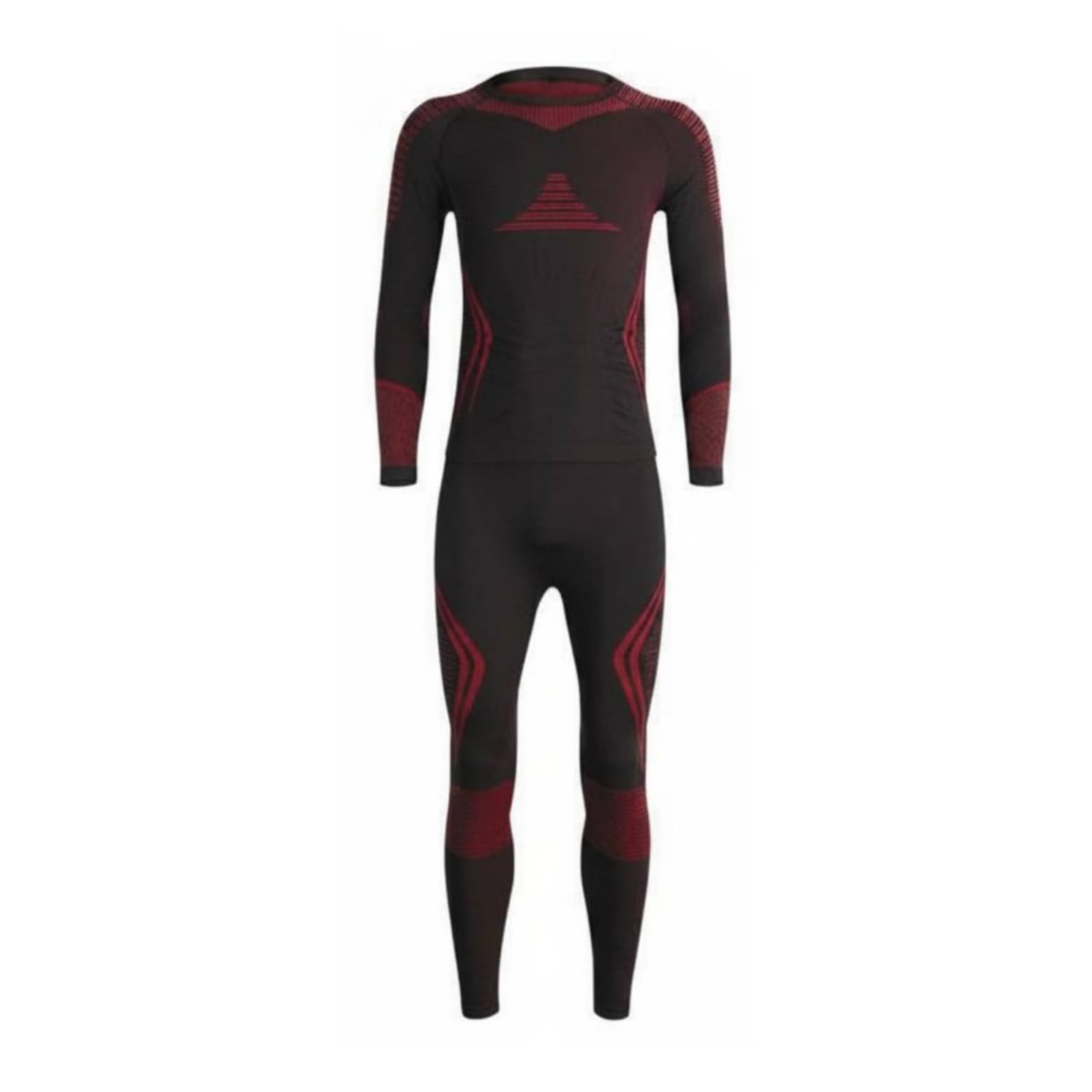 Conjunto Térmico de Manga Larga Secado Rápido Camiseta y Pantalón Térmicos Costuras Planas Malla Térmica para Hombres, Mujeres, Esquí, Rojo, Negro Y Rojo, XL