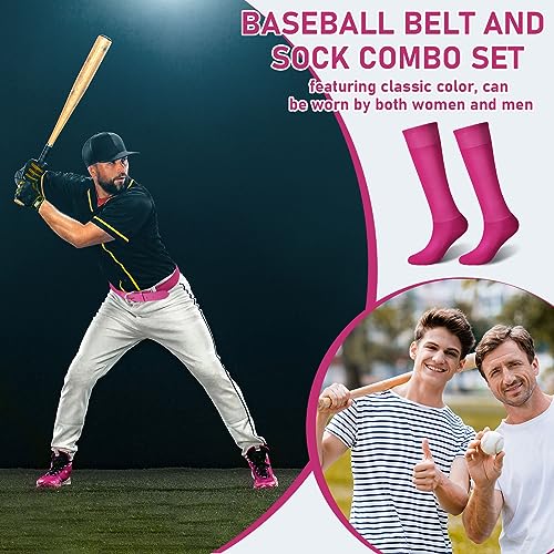 Image of Zhanmai Baseball Belt and Socks Combo, Adjustable Elastic Belt and Softball Socks, Multiple Sizes for Youth Boys Girls, Adult