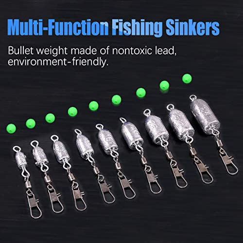 image for Swpeet 86 Pieces 9 Sizes 5g-35g Fishing Weights Bullet Sinker Rolling 