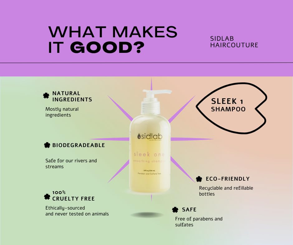 Sleek One Straightening Shampoo | Frizz Control & Smoothing Cleanser | Sulfate & Paraben Free, Color-Safe Haircare | Heat & Humidity Protection | Protein-Rich Formula (32OZ)