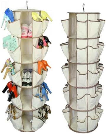 HAC Fabric 5 Shelf & 40 Pockets Shoe Organizer Closet Hanging Cloths Holder Bag Box Closet
