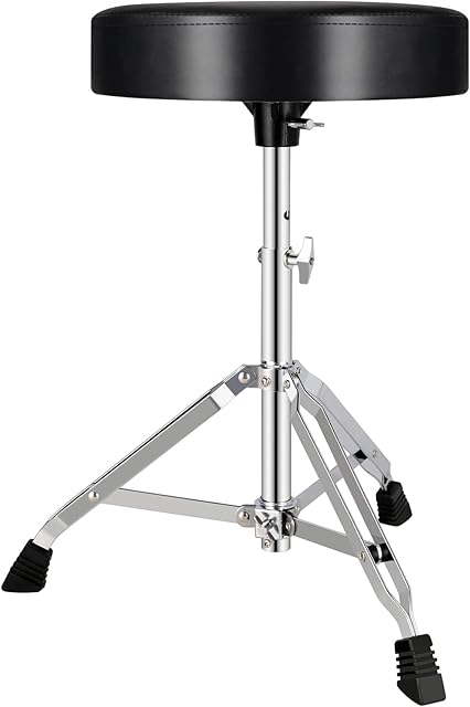 EASTROCK Adjustable Drum Seat, Round Drum Stool, Portable Drum Throne, Drum Seat with Drum Key for Electric Drum Set Drummer Kids Adult