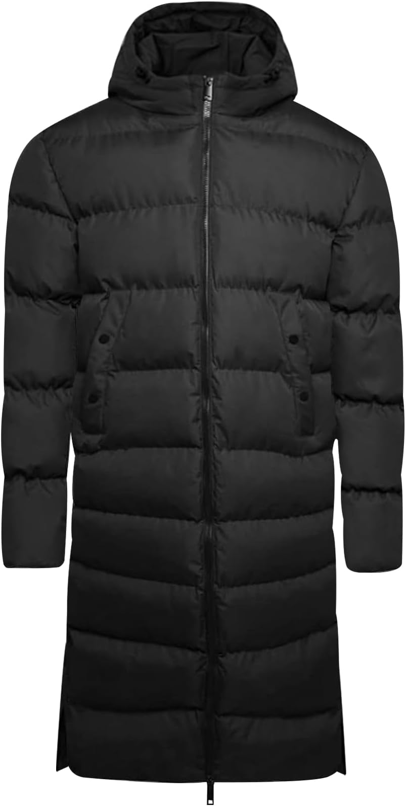 WJL WHISPERING JONES LONDONMens Longline Parka Coat Padded Hooded Extra Long Winter Coat Outdoor Full Zip Lightweight Jacket