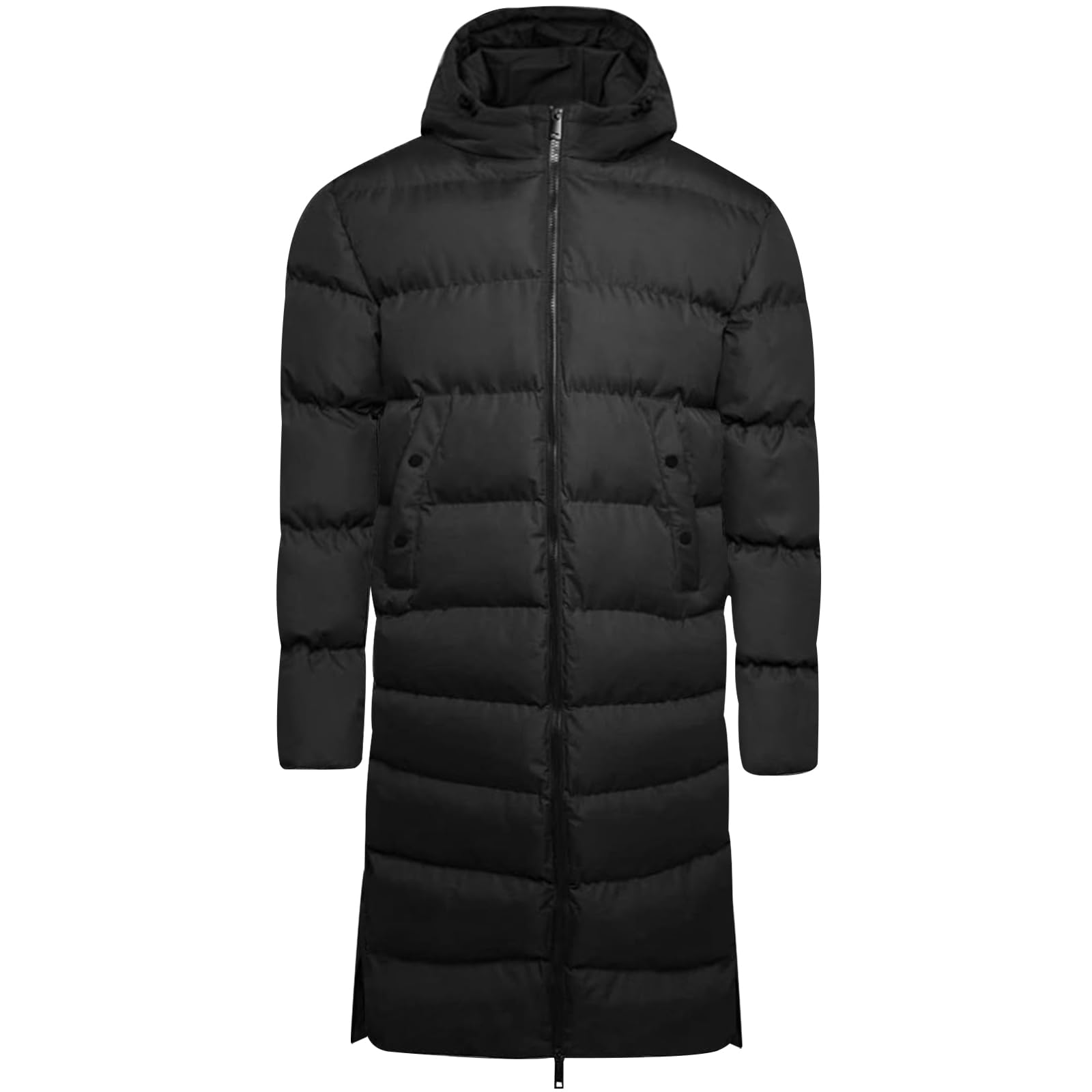 WJL WHISPERING JONES LONDONMens Longline Parka Coat Padded Hooded Extra Long Winter Coat Outdoor Full Zip Lightweight Jacket