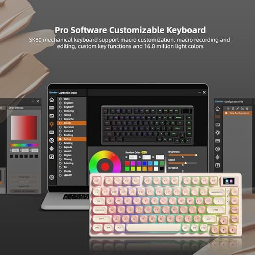 Image of Womier SK80 75% Foundation Mechanical Gaming Keyboard with Color Multimedia Display Pink Creamy Keyboards, Jelly Keycaps Hot Swappable RGB Wired Key Board Pre-lubed POM Switch for Mac /Win, Pink