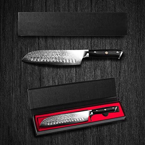 image for LEVINCHY Damascus Santoku Knife 7 inch Professional Japanese Damascus 