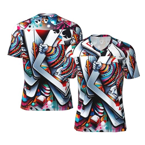 Stylish Athletic Sports Jersey Poker-Cards Men's Rugby Jersey Large Black