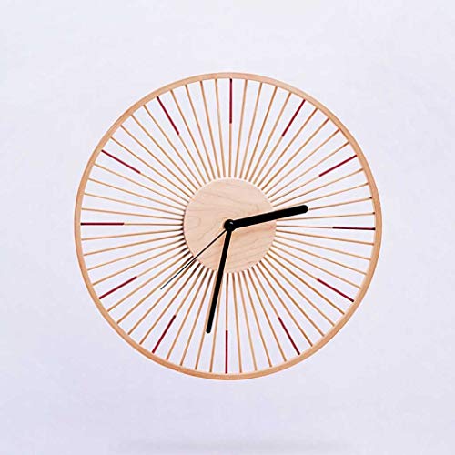 Estante de pared de bambú MU con reloj de madera natural 3