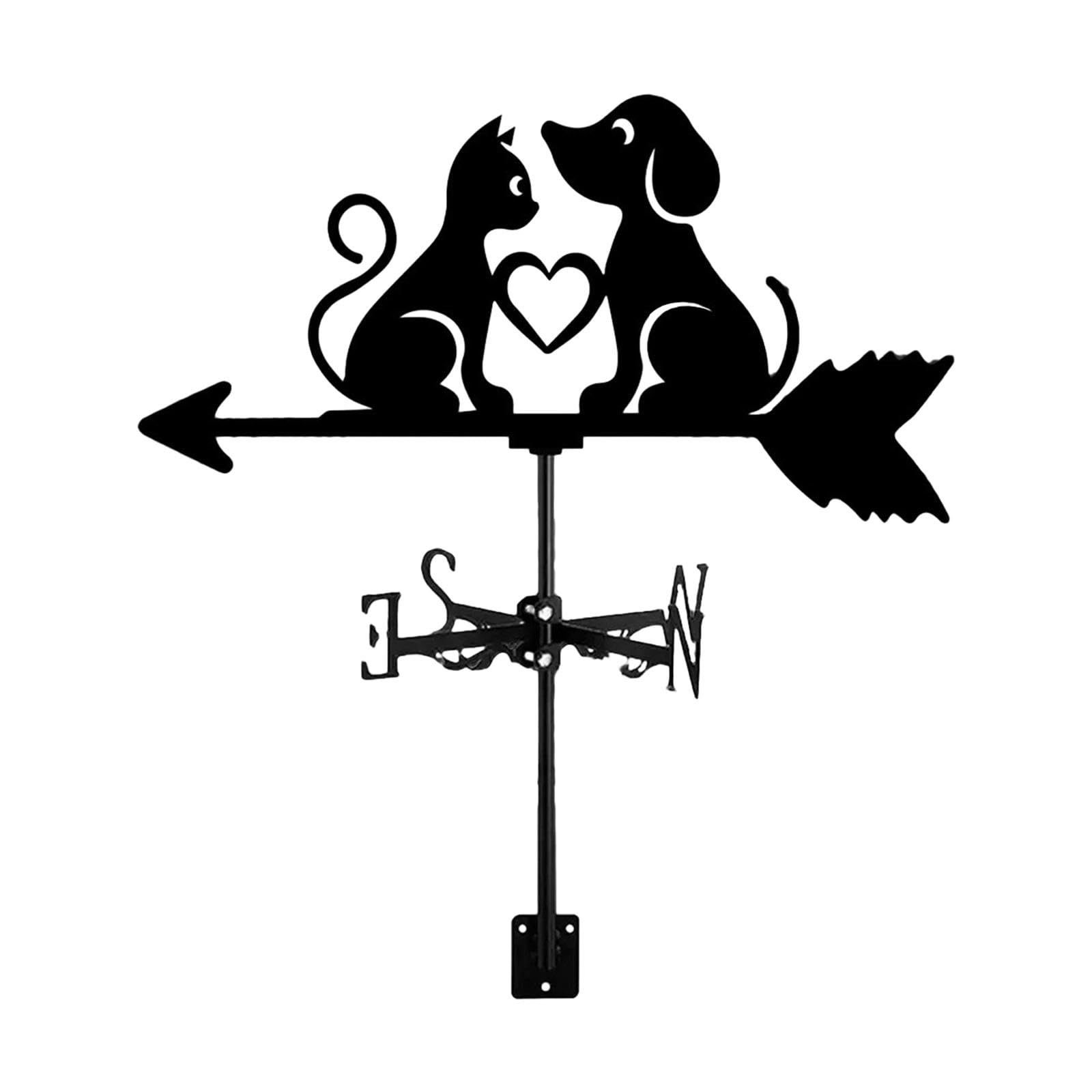 Metal Wind Vane Wind Direction Indicator Yard Dog Cat Silhouette Weathervane