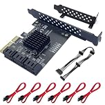 Xdingjiala 6 Port PCIe 4X to SATA 3.0 Controller Card, 6Gbps Non-Raid with 6 Cables & Low Profile Bracket - ASM1166 Chip