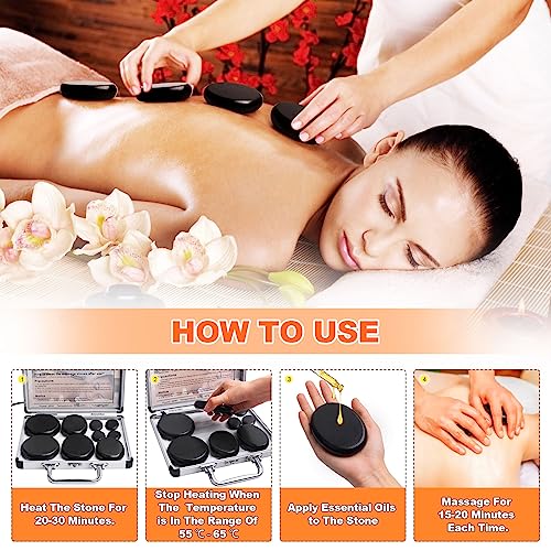 Massagesteine Ricyea Hot Stone Massage Set mit Lavasteinen
