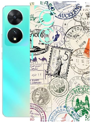 Image of AtOdds - Full Body Back Screen Guard Protector Film - Lamination Wrap Skin Sticker Compatible with VIVO T2 (5G) | Scratchproof Matte Finish (Stamps)