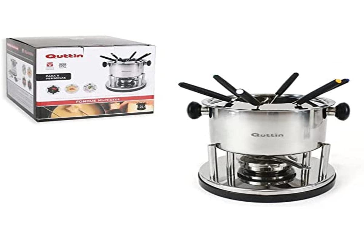 Quttin Fondue Multiusos 2L. 6 Personas, Acero Inoxidable, Multicolor
