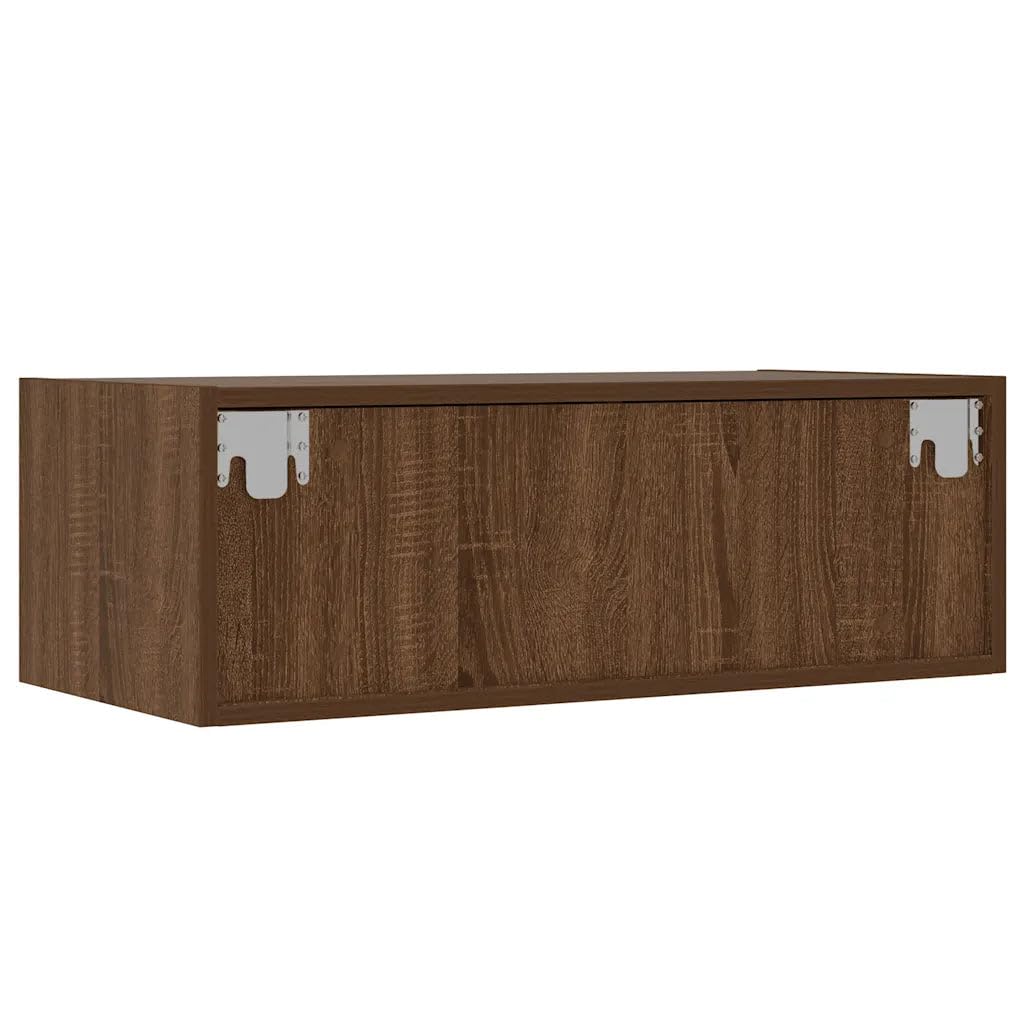 Mueble de TV de pared con luces LED, almacenamiento 75 x 35 x 25 cm, estilo moderno de madera de ingeniería, color marrón 02_0051324