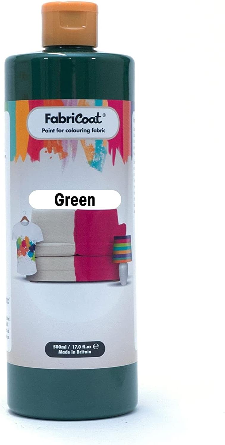 FabriCoat Dark Fabric Paint - Used for Restoring or Changing the Color of Couches, Chairs, Upholstery, Soft Furnishings, Car Interiors, Clothing, & Footwear (Size 8.5oz/ 250ml, Green)