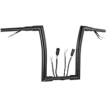 14" Rise Prewired Handlebars for Harley 2007-2013 Softail/Dyna/Sportster Ape Hangers 1 1/2" Fat Bar Pre-wired with CAN-Bus and Turn Signal Wire Harness, Black
