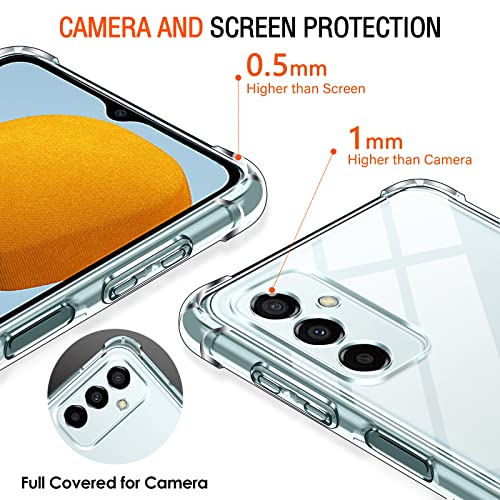 Image of Lustree Back Cover Transparent Case Compatible with Samsung Galaxy F23 5G | Clear + TPU Case with 4 Corner Air Cushion Protection & Camera Protection | Slim& Stylus Cover