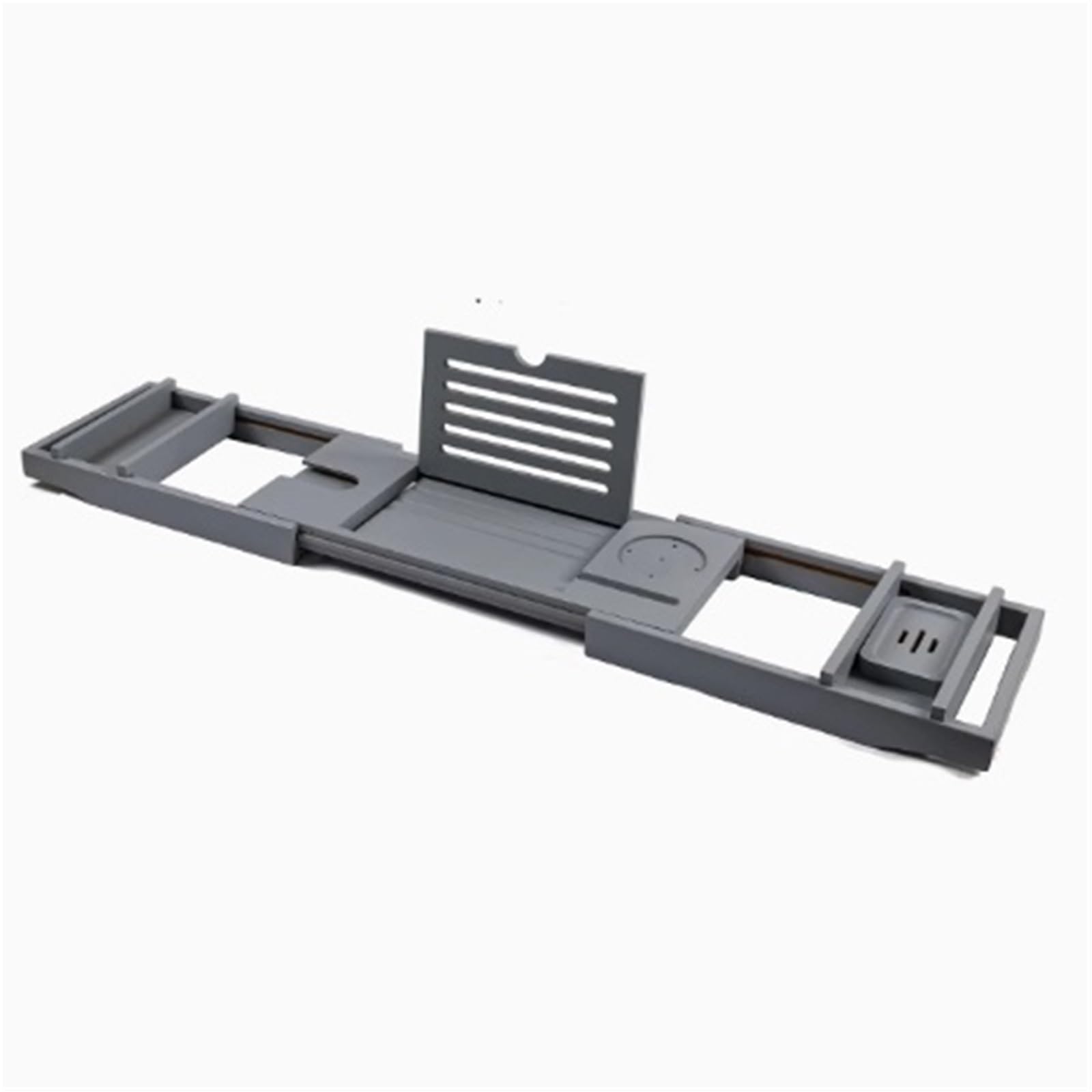 Bandeja de bambú para tina, para libros, tabletas y copas de vino, ajustable, 75 a 109 cm, color gris, se adapta a la mayoría de bañeras