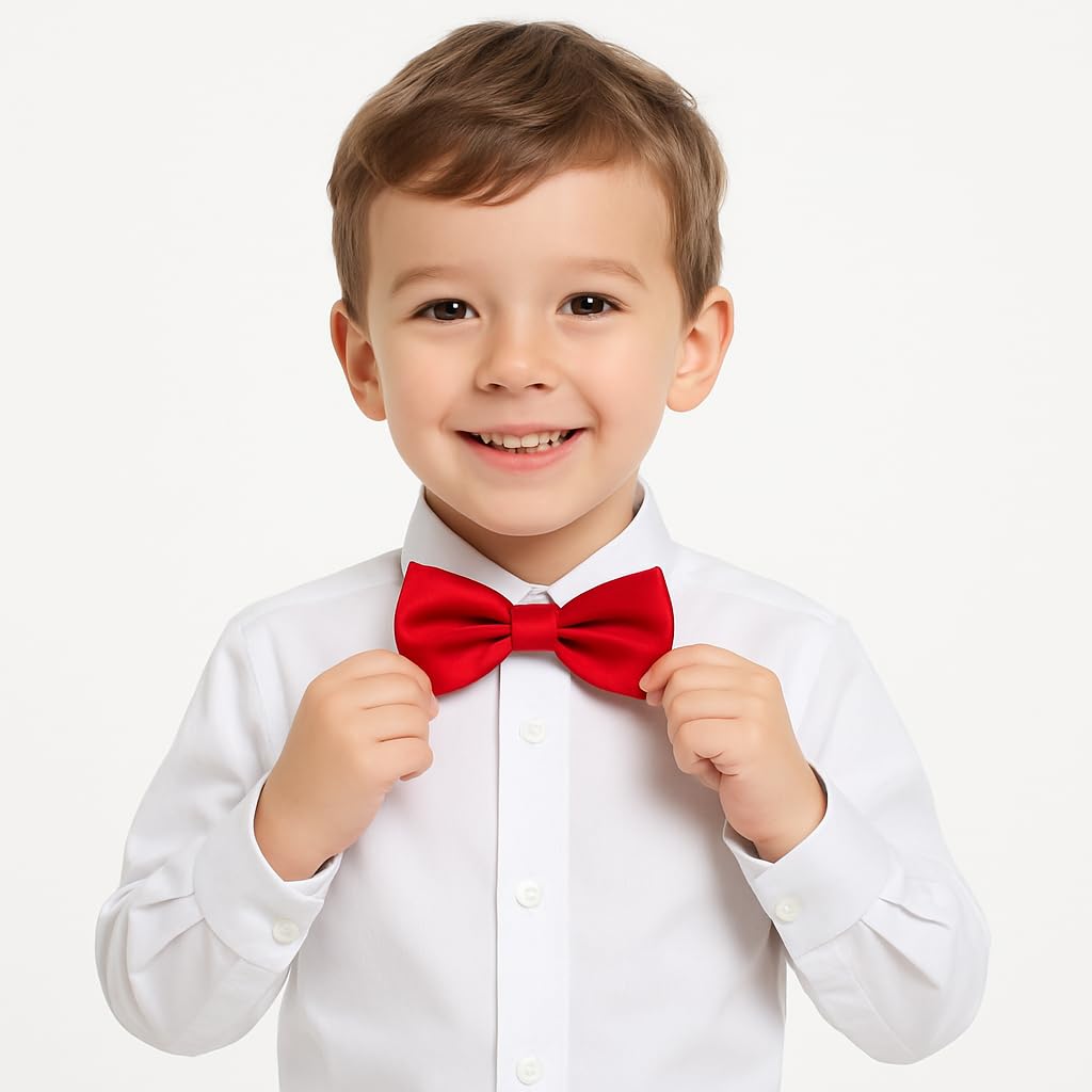 GOOD 1 STORE Kids Pre-tied Bow Tie for Boys, Formal & Casual Adjustable Bowtie Age 3-13 Years (Red) 2