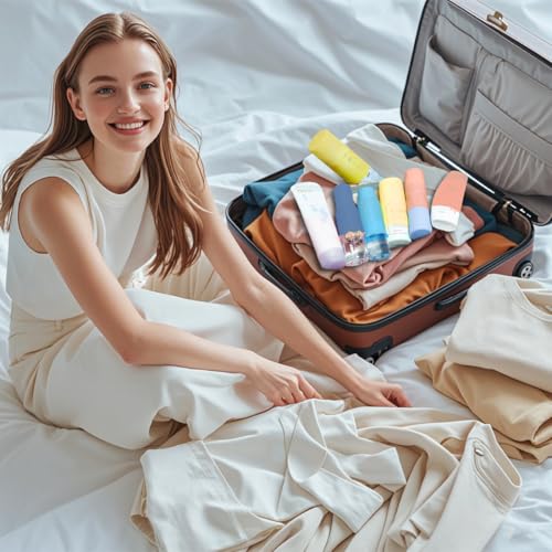 8 Pack Travel Essentials Silicone Bottle Covers, Cruise Ship Essentials, Elastic Sleeves for Shampoo Conditioner Lotion Leak-Proofing, Fit Most Size Bottles Toiletries,4 size3